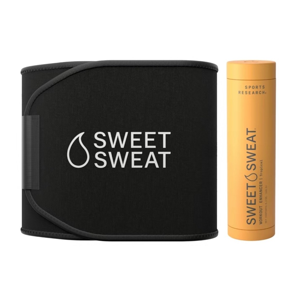 Sports Research Sweet Sweat Waist Trimmer Belt & Tropical Workout Enhancer Stick